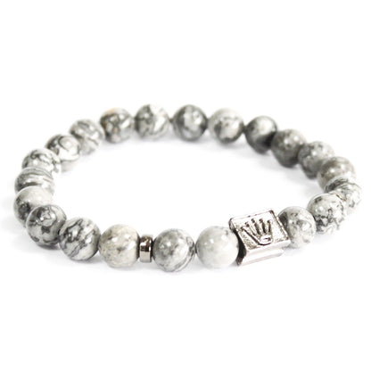 Crown Ingot / Grey Agate - Gemstone Bracelet | Auro & Co