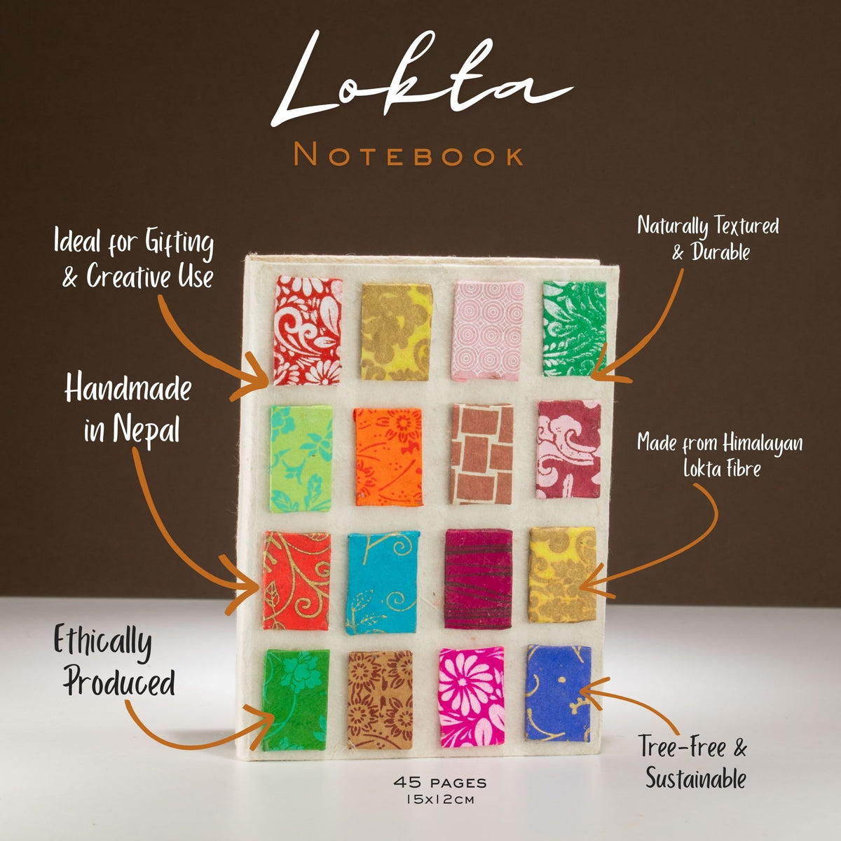 Natural Lokta Mini Tiles Notebook, Medium