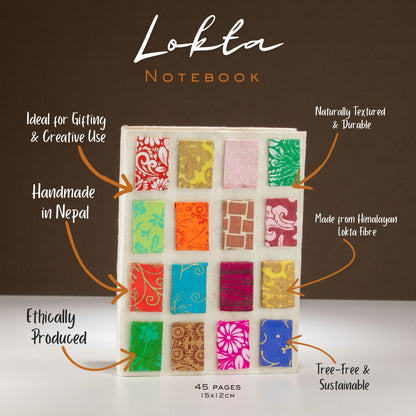 Natural Lokta Mini Tiles Notebook, Medium