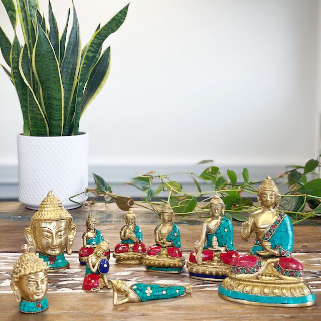 Brass Buddha Head Sculpture