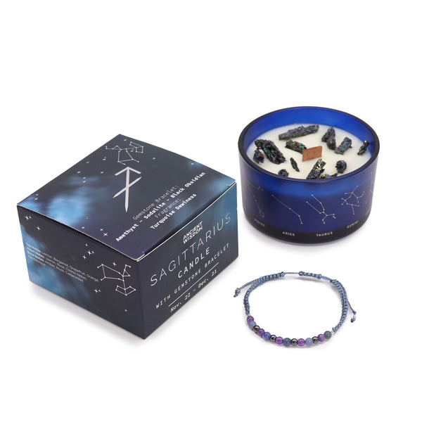 Sagittarius Zodiac Crystal Candle Set | Auro & Co