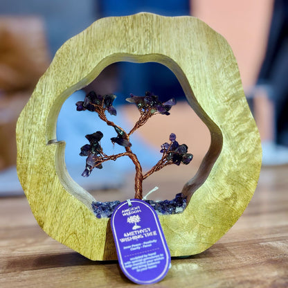 Gemstone Tree Garden - Mango Wood Ring - Amethyst - 60 chipstones | Auro & Co