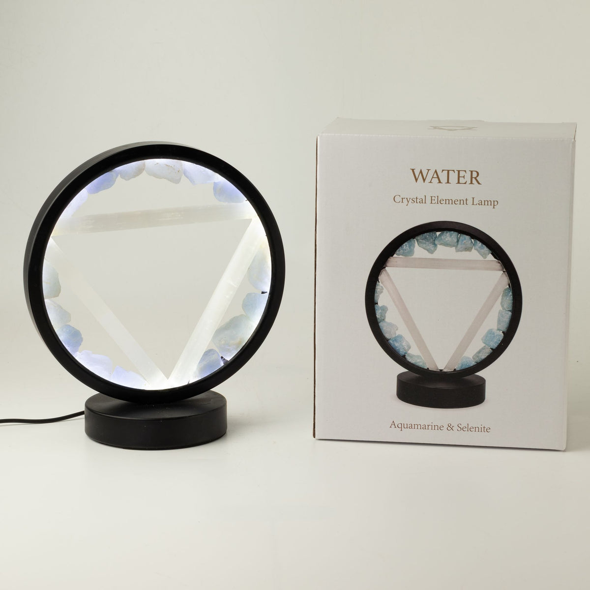 Water Gemstone Halo Lamp, Aquamarine and Selenite