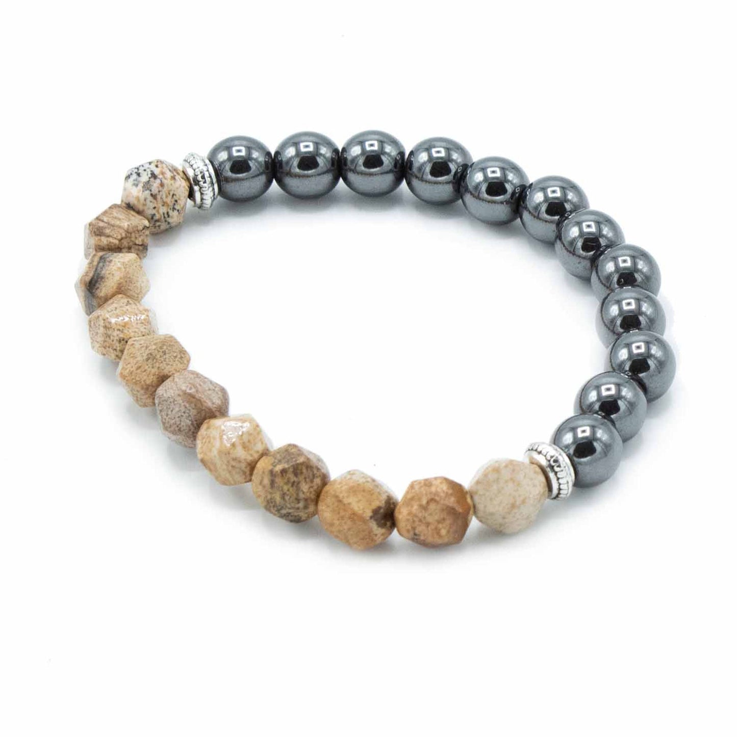 Faceted Gemstone Bracelet - Magnetic Picture Jasper – detail view