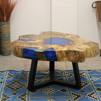 Ocean Rift Table – Hand-Shaped Wood & Resin Piece