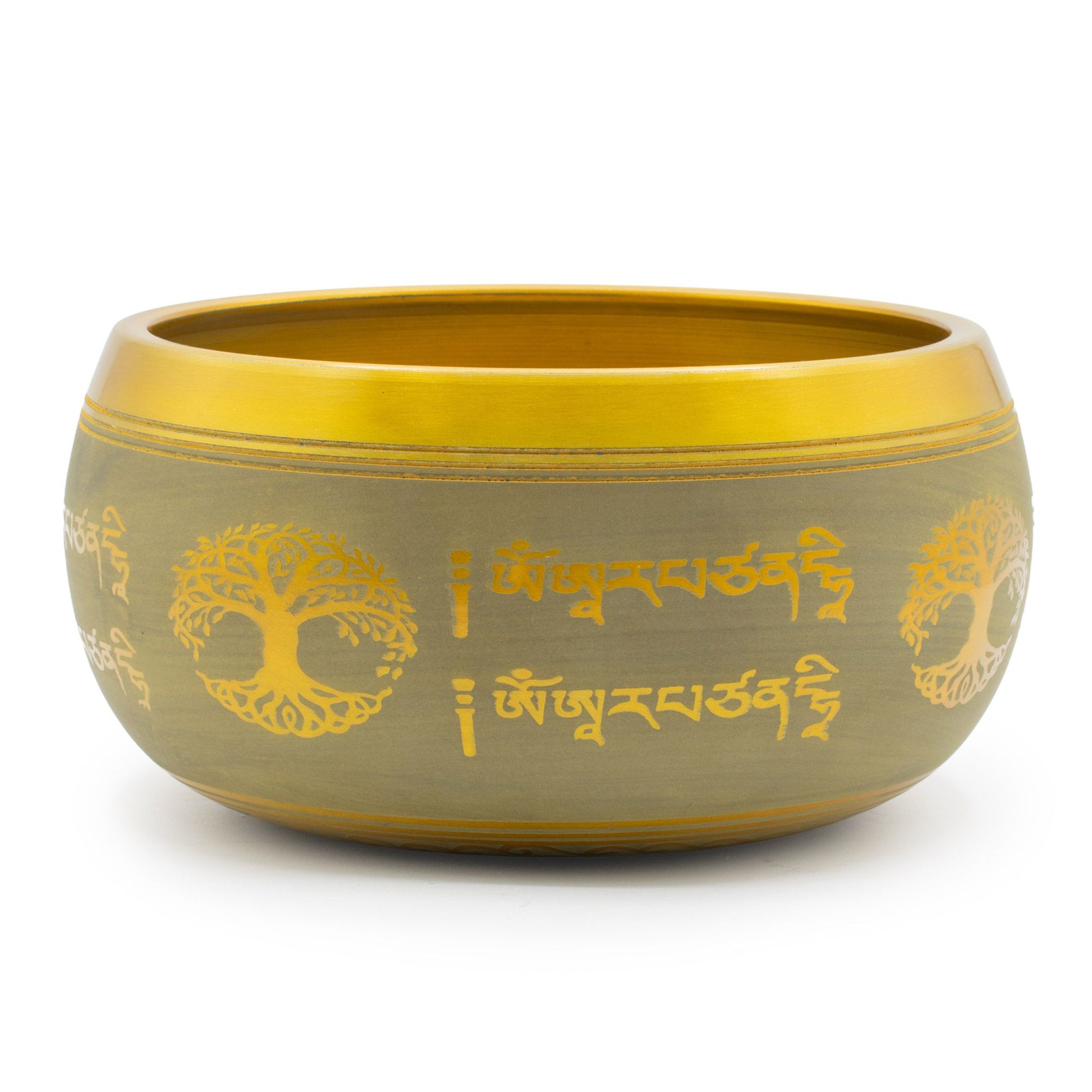 Large Aluminum Singing Bowl - Buddha Tree of Life - Copper Colour (19cm) | Auro & Co
