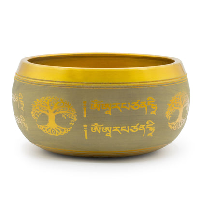 Large Aluminum Singing Bowl - Buddha Tree of Life - Copper Colour (19cm) | Auro & Co