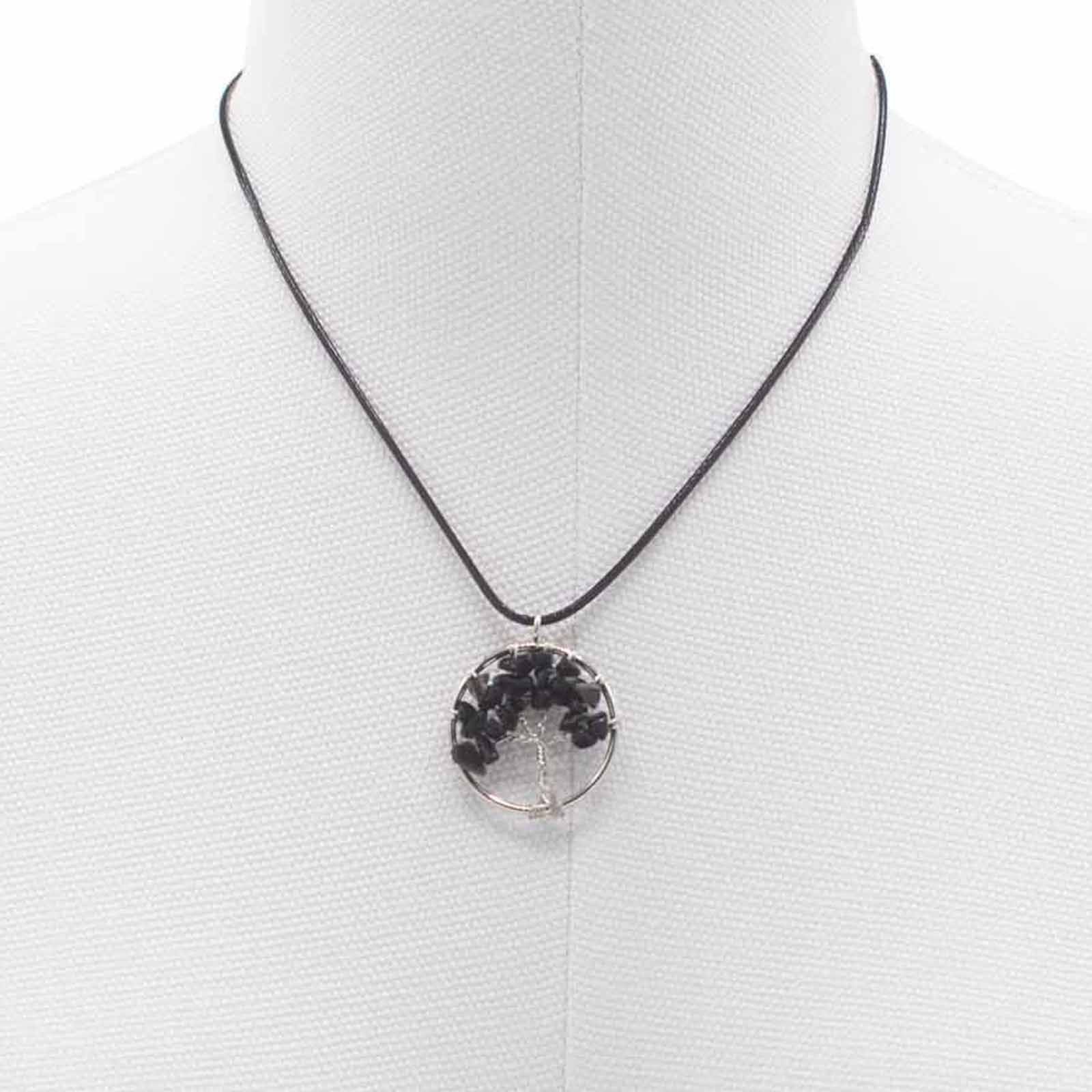 Tree of Life Pendant - Black Agate – detail view