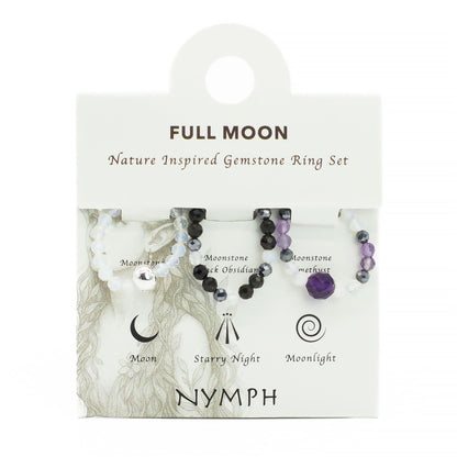 Nymph Spirit Gemstone Ring Set - Full Moon – detail view