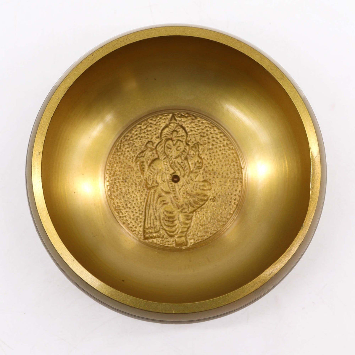 Ganesh Singing Bowl, Engraved Brass, 11cm
