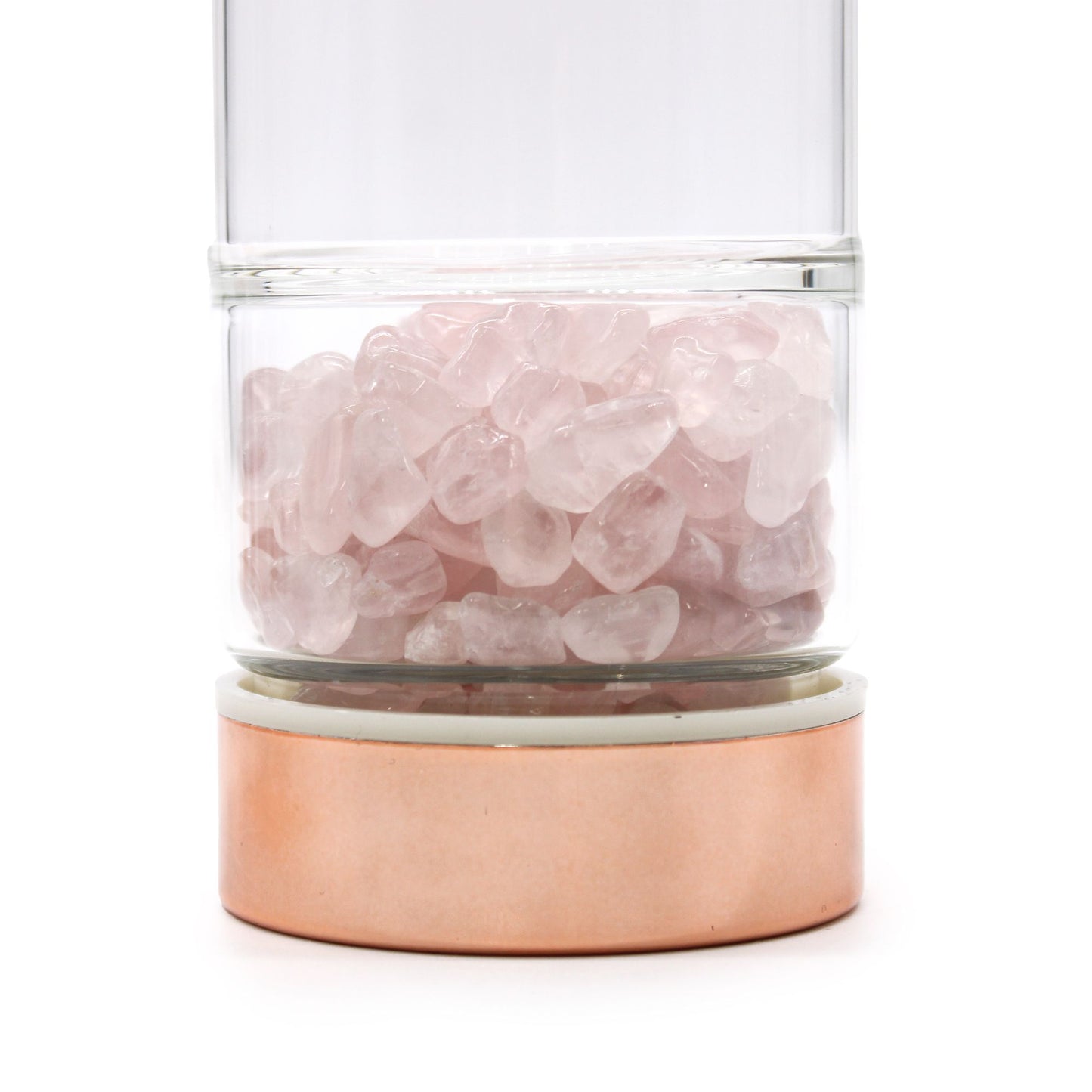 Crystal Glass Tea Infuser Bottle - Rose Gold - Rose Quartz – lifestyle shot