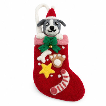 Felt Christmas Pet Stockings, Set of 6, Cat & Dog Designs