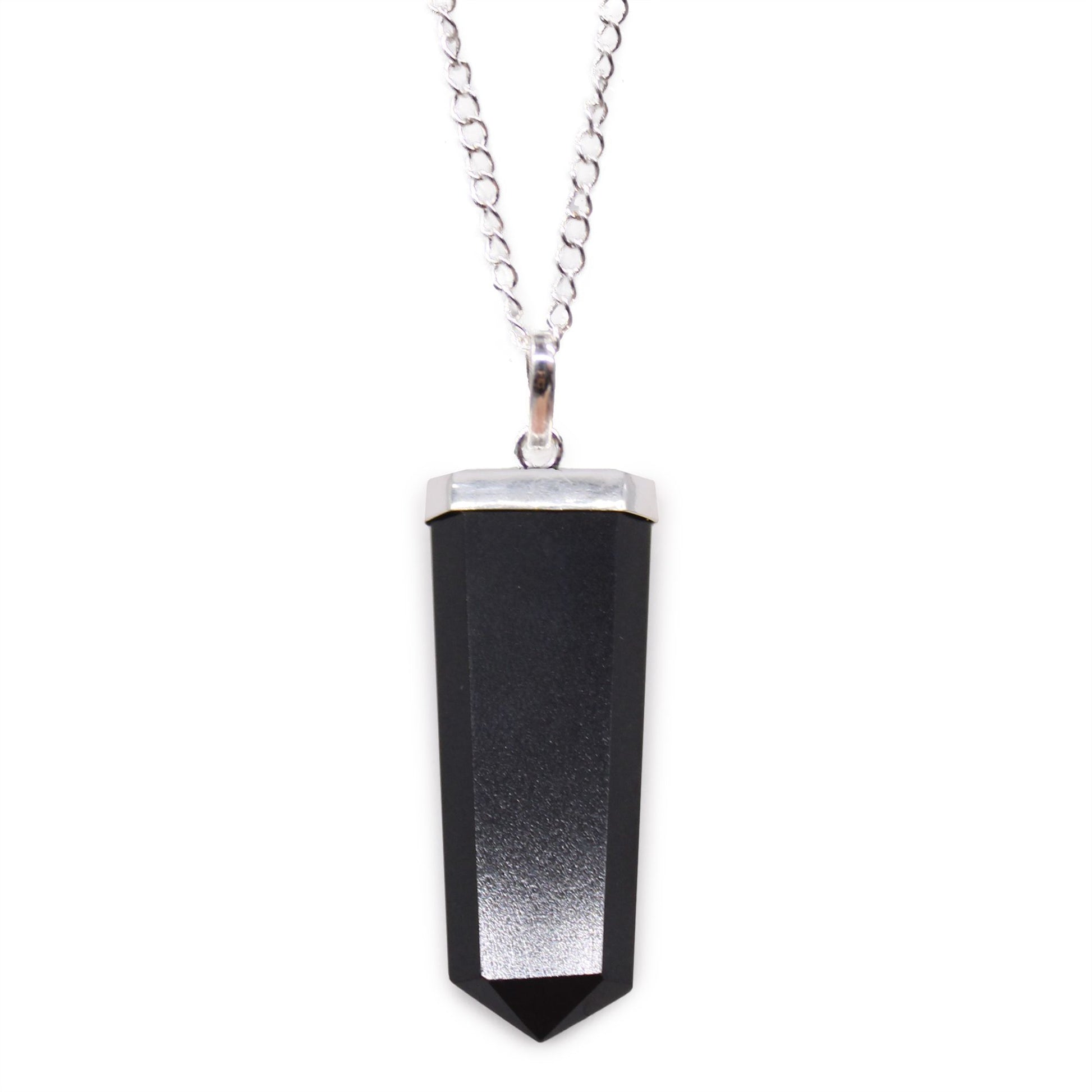 Gemstone Flat Pencil Pendant - Black Agate | Auro & Co
