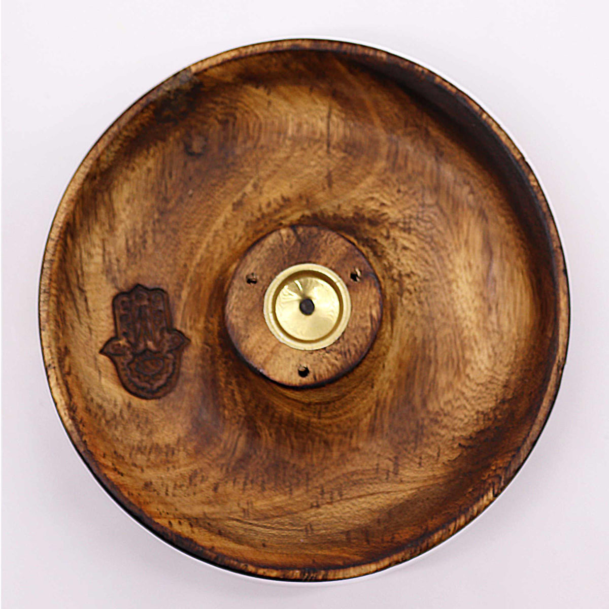Hamsa Mango Wood Incense Disc