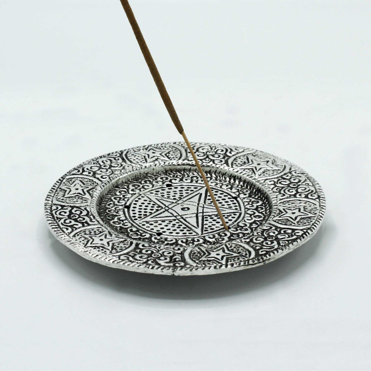 Pentagram Incense Holder - Polished Aluminium, 11.5cm
