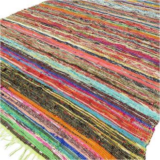 Luxury Handwoven Rag Rug – Green (151 × 90 cm)