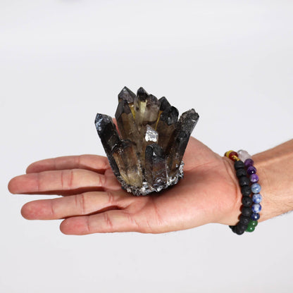 Crafted Quartz Cluster - Smoky Ghost Quartz – packaging