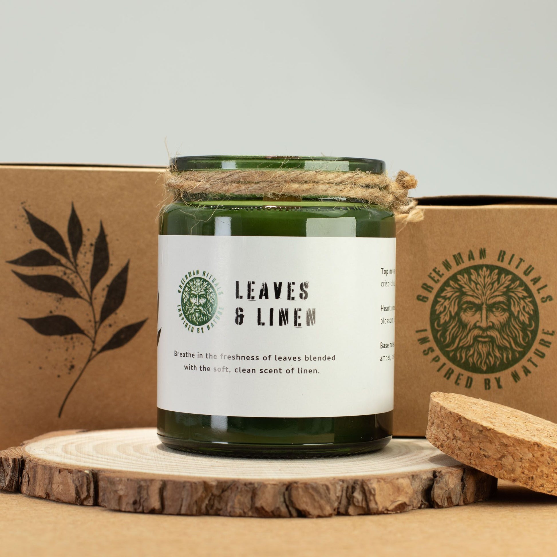 Greenman Woodwick Soy Candle - Leaves & Linen – product image 5
