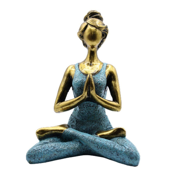 Yoga Lady Figure -  Bronze & Turqoise 24cm | Auro & Co