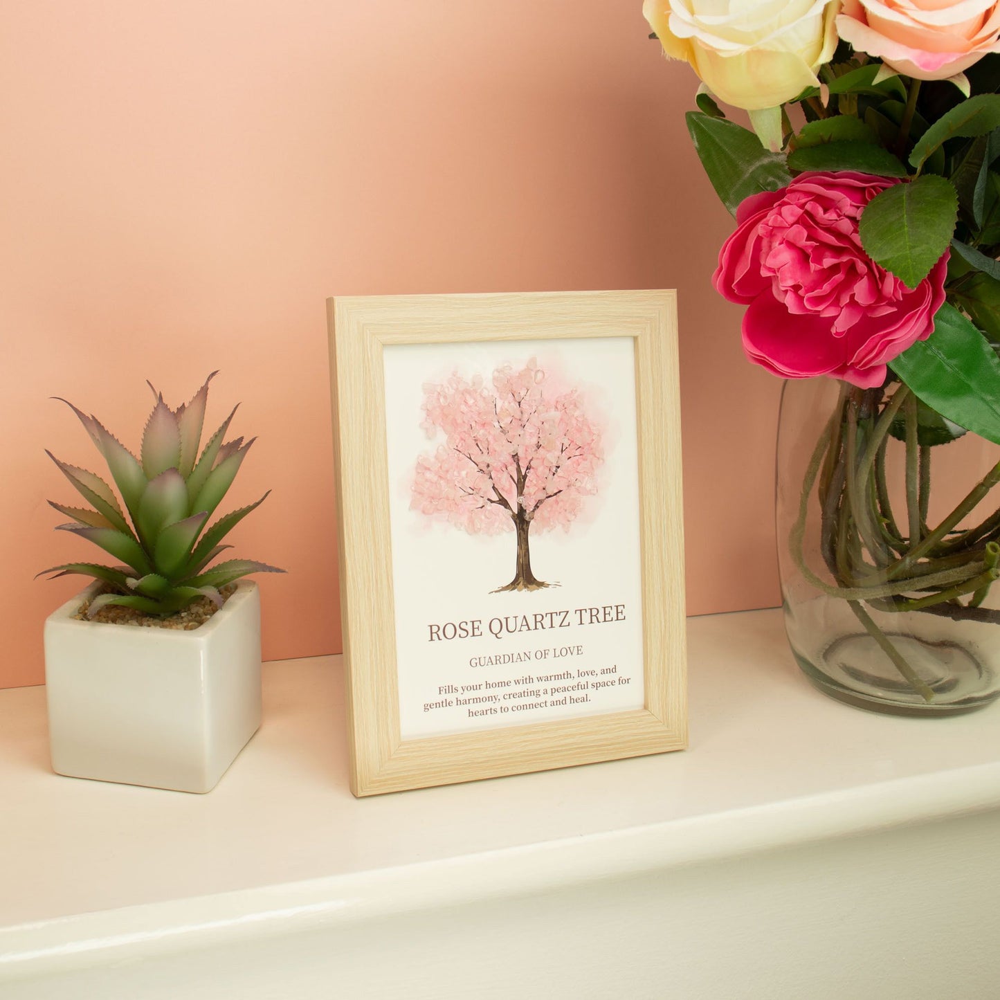 Gemstone Picture - Tree of Life - Rose Quartz (20x14.7x1cm) – detail view