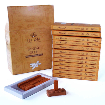 Pack of 15 Natural Incense Smudge Bricks and Burner - Sandal Wood | Auro & Co