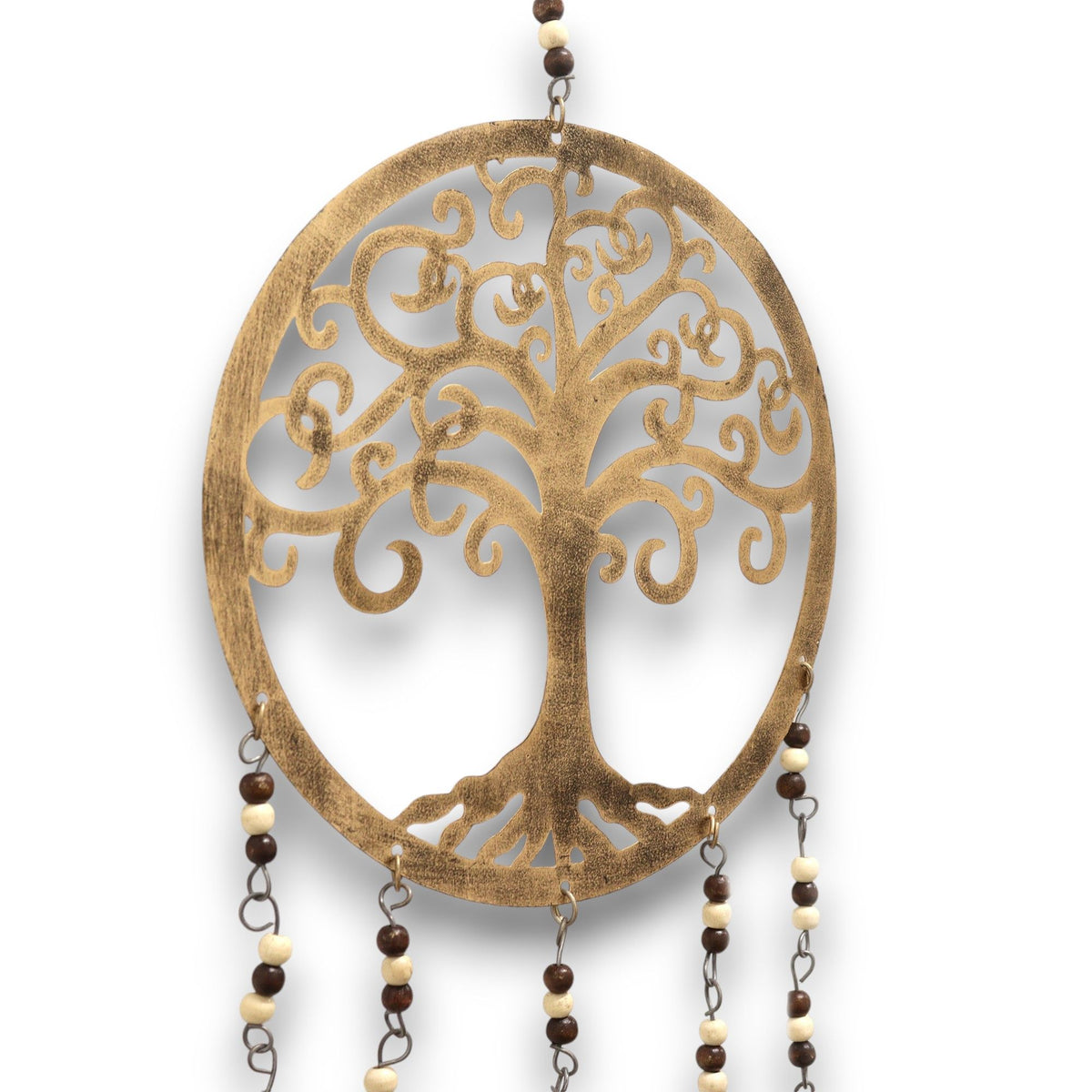 Tree of Life Brass Bell Chime with Glass Beads, Large