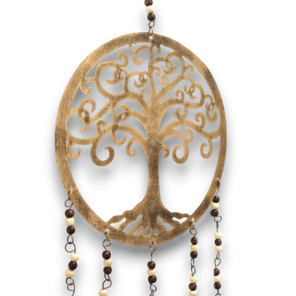 Tree of Life Brass Bell Chime with Glass Beads, Large