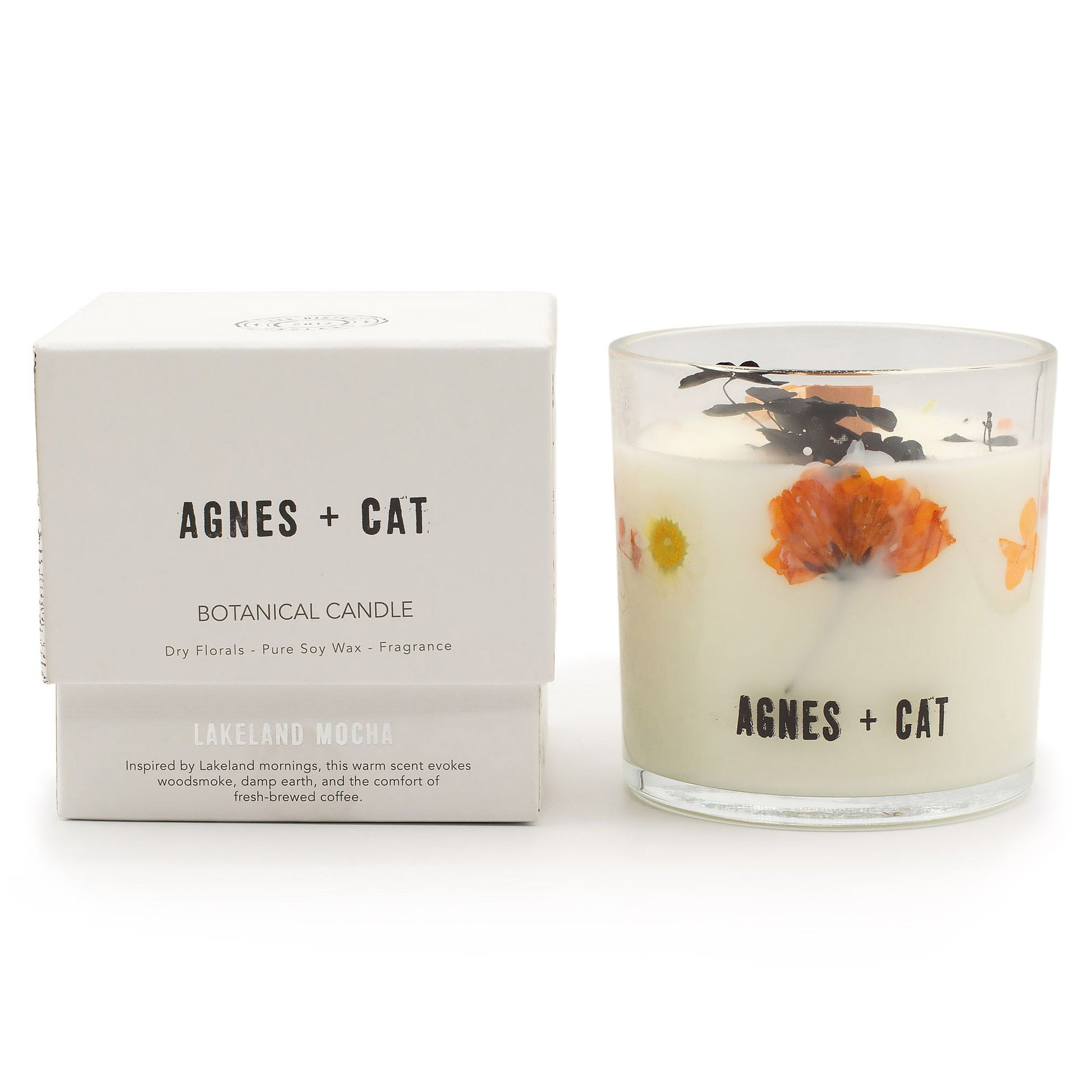 Agnes + Cat Botanical Soy Wax Candle - Lakeland Mocha – detail view