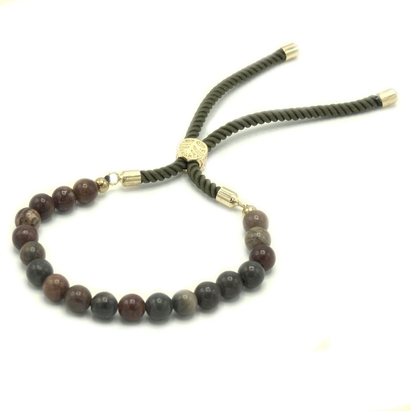 18K Gold Plated Gemstone Moss String Bracelet -  Picasso Jasper – packaging