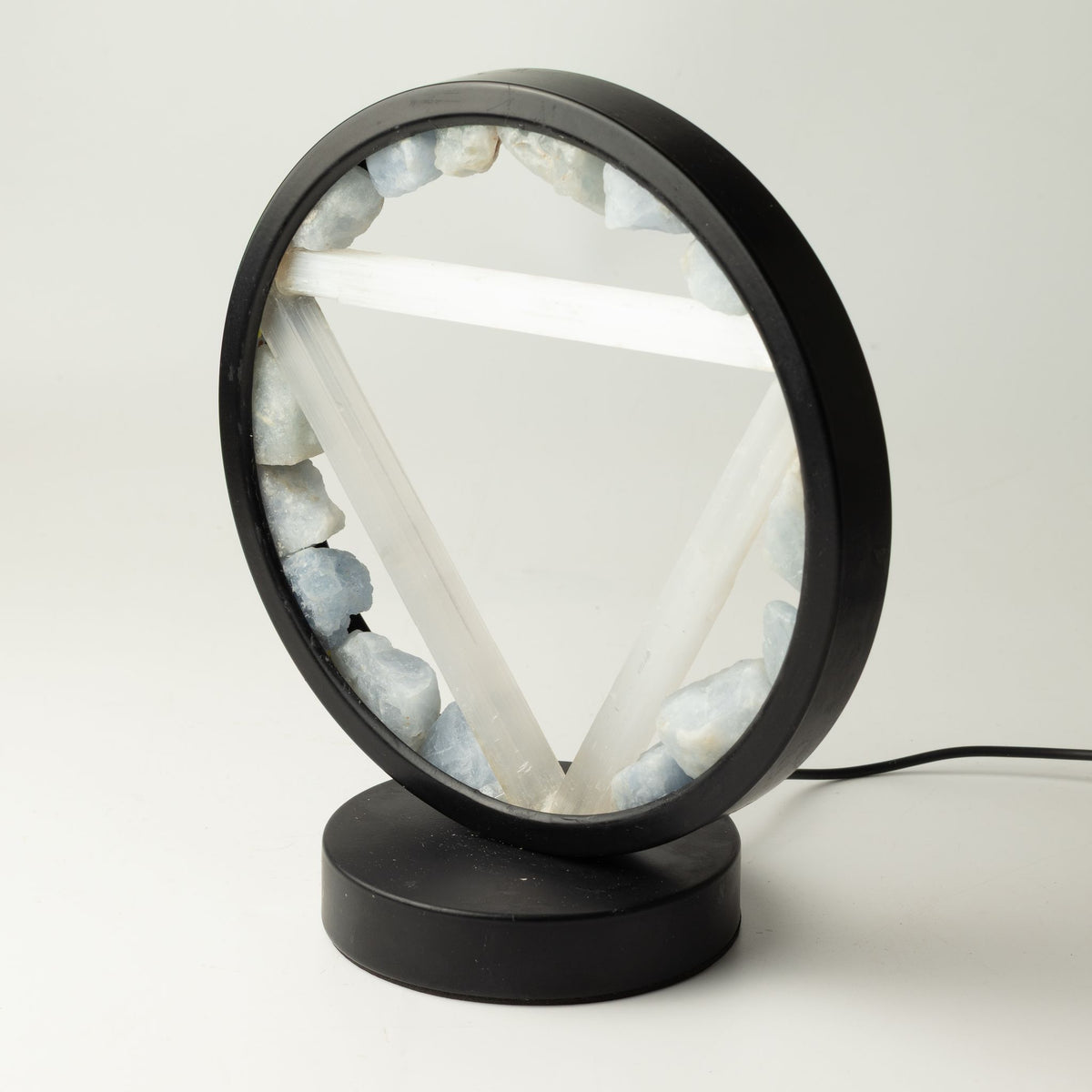 Water Gemstone Halo Lamp, Aquamarine and Selenite