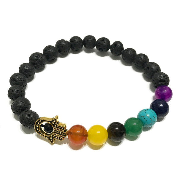 Lava Stone Bracelet - Hamsa Chakra | Auro & Co