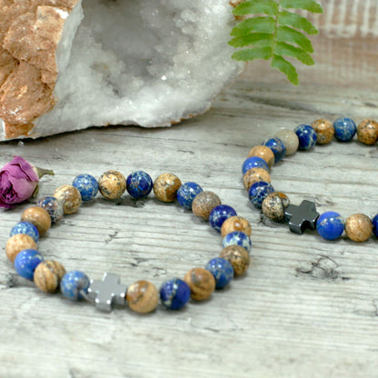 Set of 2 Gemstones Friendship Bracelets - Support - Sodalite & Picture Stone – packaging
