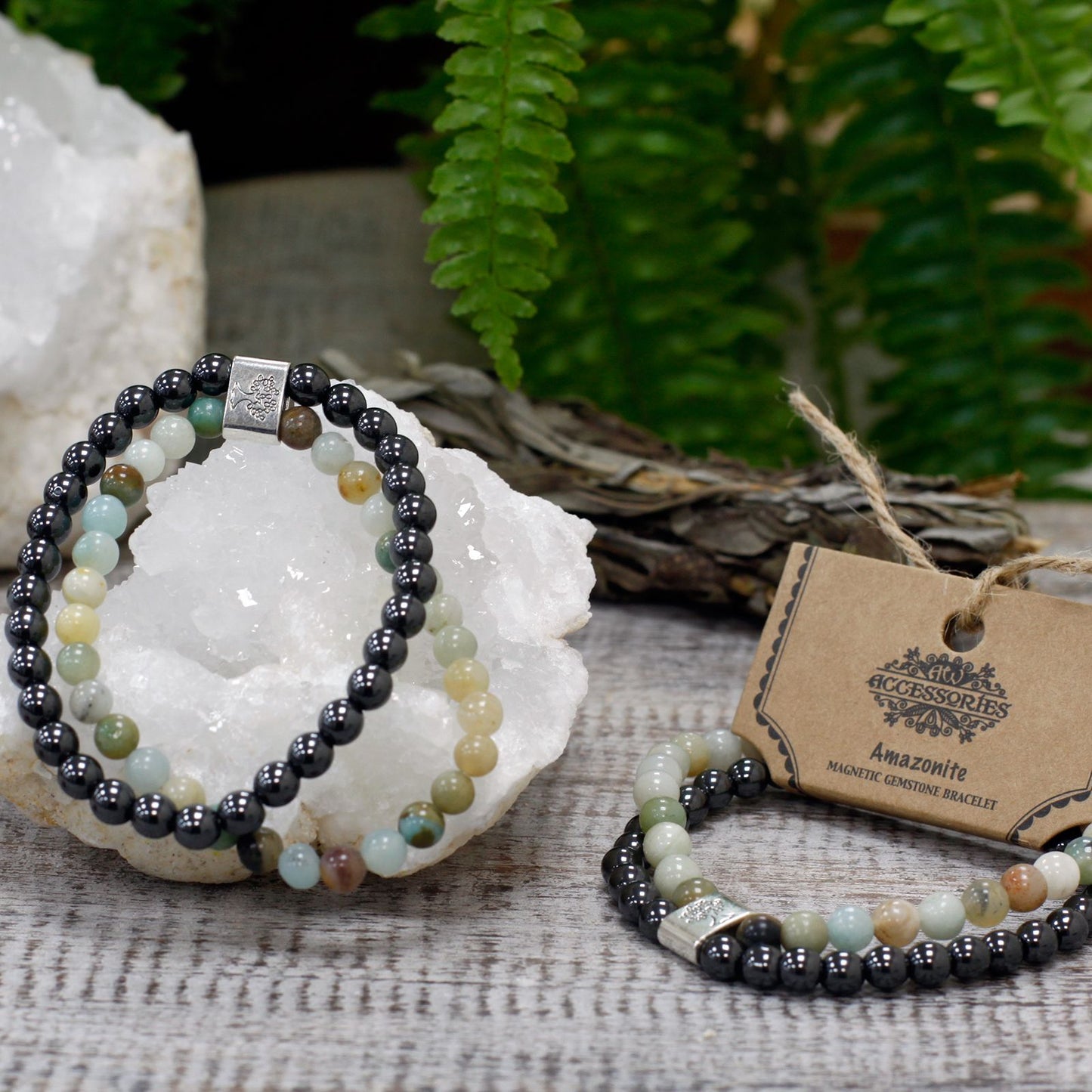 Magnetic Gemstone Bracelet - Amazonite – lifestyle shot
