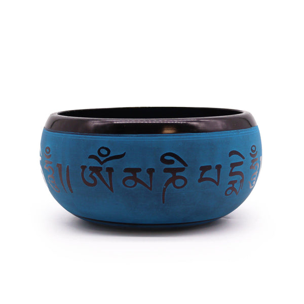 Earth Powder Singing Bowl - Blue Mantra Five Buddha - 16cm | Auro & Co
