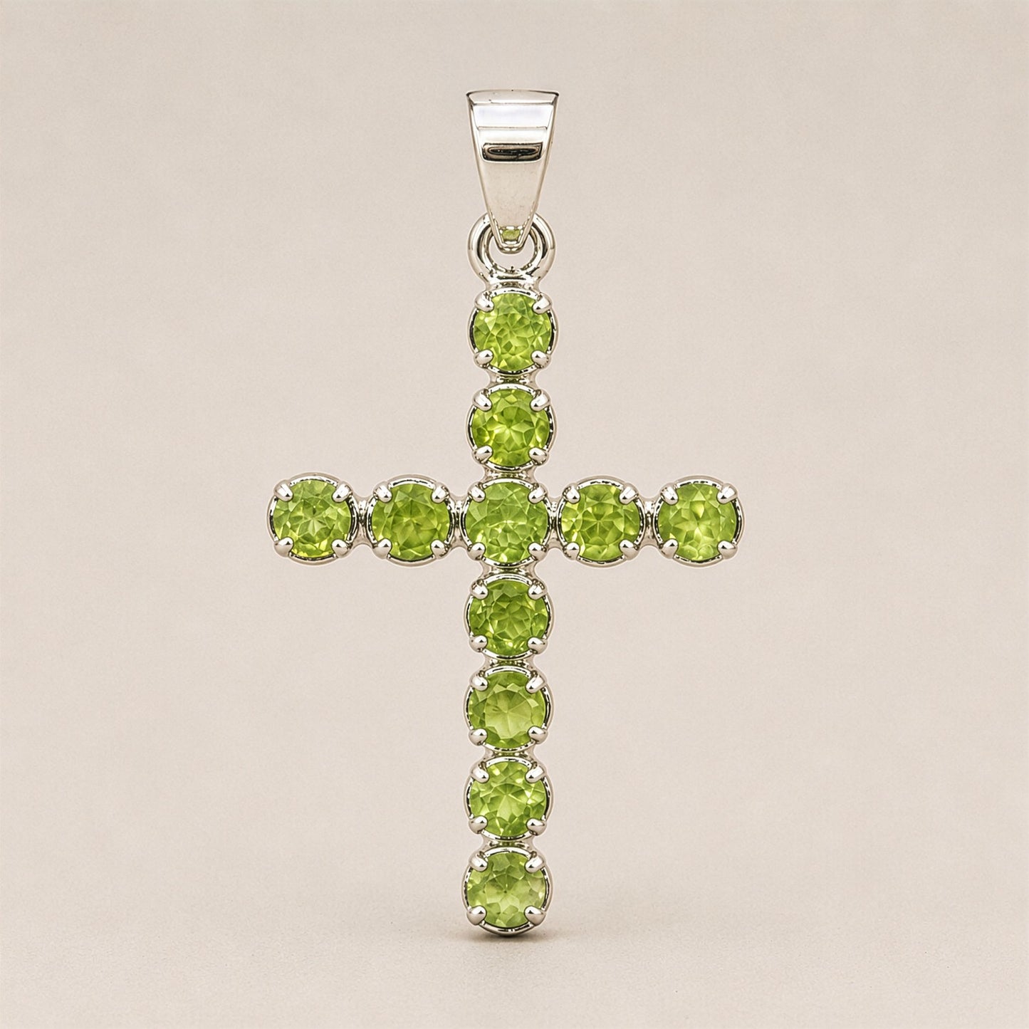 Indian Devotional Pendant - Silver Plated (45cm Chain)- Peridot Crucifix – product image 5