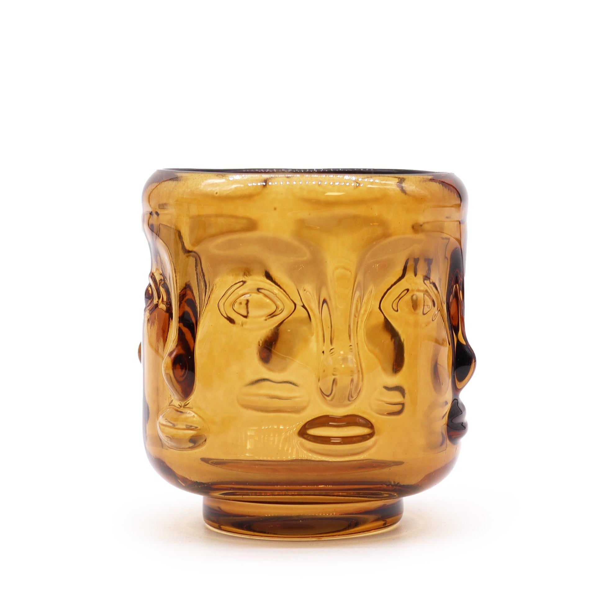 Buddha Faces Candle Jar - Antique Amber | Auro & Co