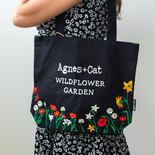 Black Wildflower Garden Tote - Agnes + Cat