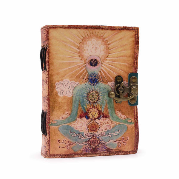 Leather "Buddha Seven Chakra" Deckle-edge Notebook | Auro & Co
