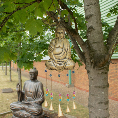 Buddha Brass Bell Chime, Large, 5 Bells