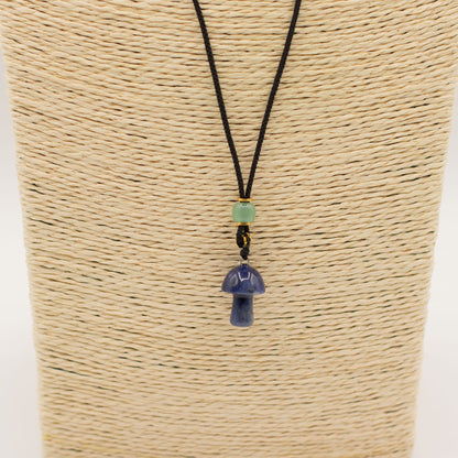 Cord Necklace Gemstone Pendant - Sodalite Mushroom – lifestyle shot