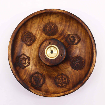 Seven Chakra Mango Wood Incense Disc