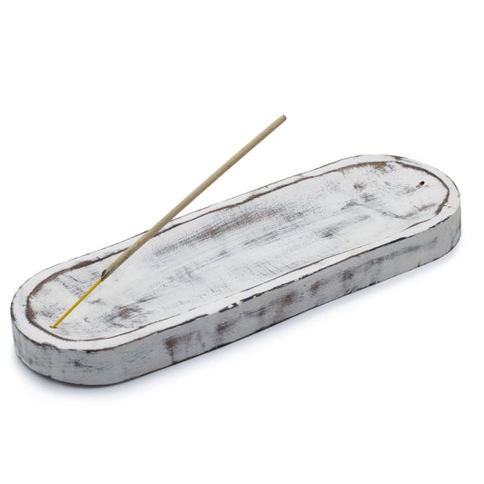 Whitewash Mango Wood Incense Tray, 30x10cm