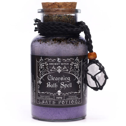 Ancient Witch Bath Spell Potion & Rock Crystal Amulet - Cleansing | Auro & Co