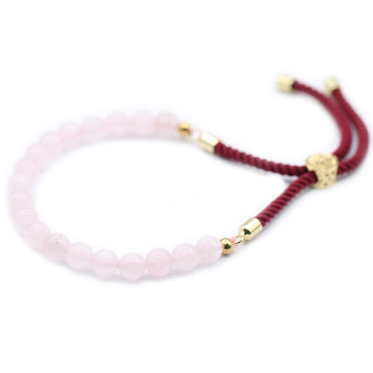 18K Gold Plated Gemstone Bordeaux String Bracelet - Rose Quartz | Auro & Co