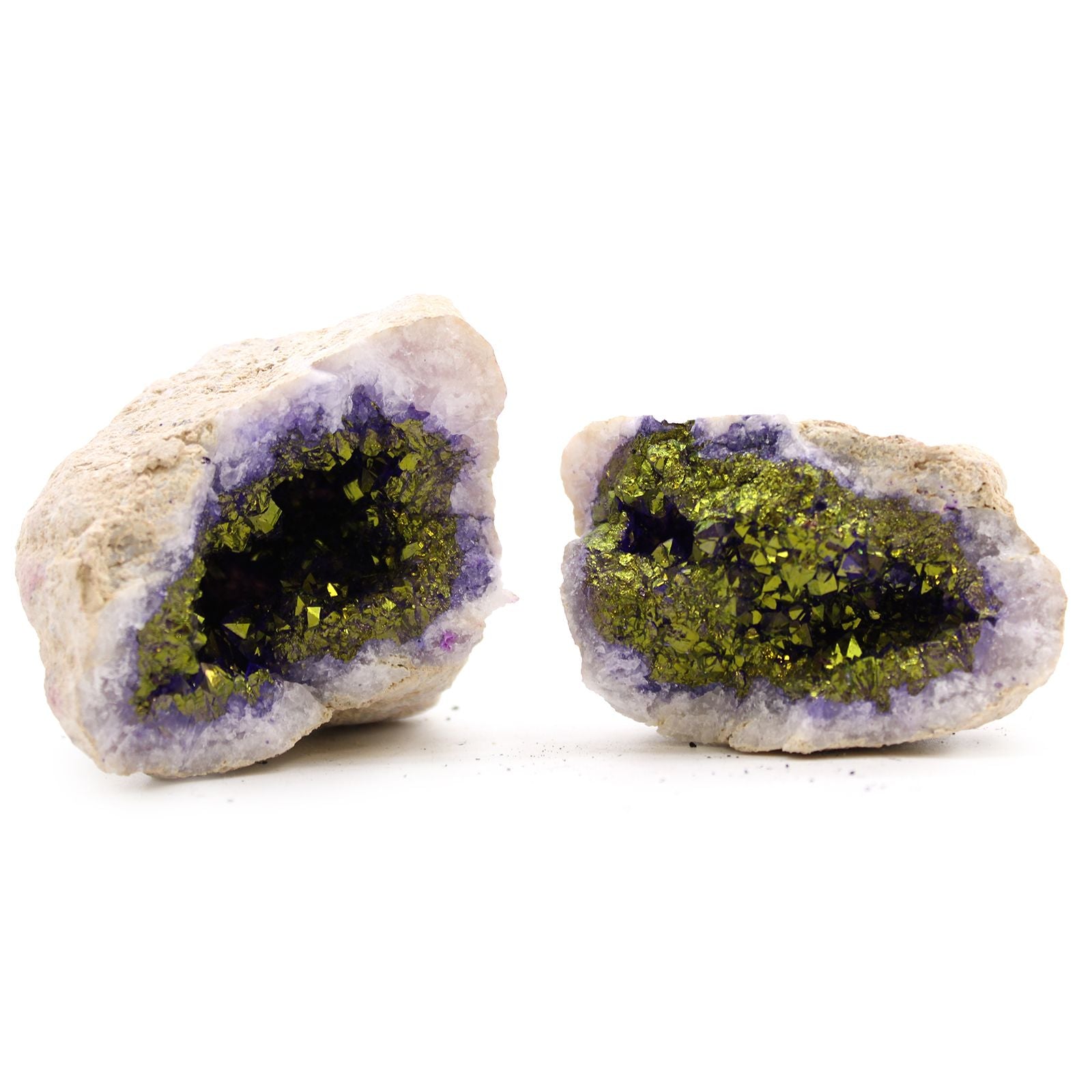 Coloured Calsite Geodes - Natural Rock - Purple & Gold | Auro & Co