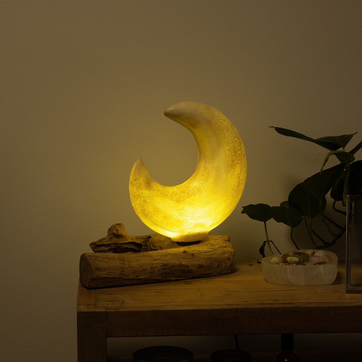 DriftGlow Lamp Crackle Half Moon Shade - Grey – product image 5