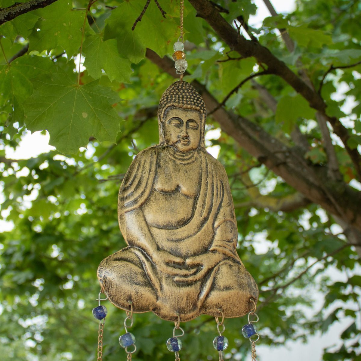 Buddha Brass Bell Chime, Large, 5 Bells