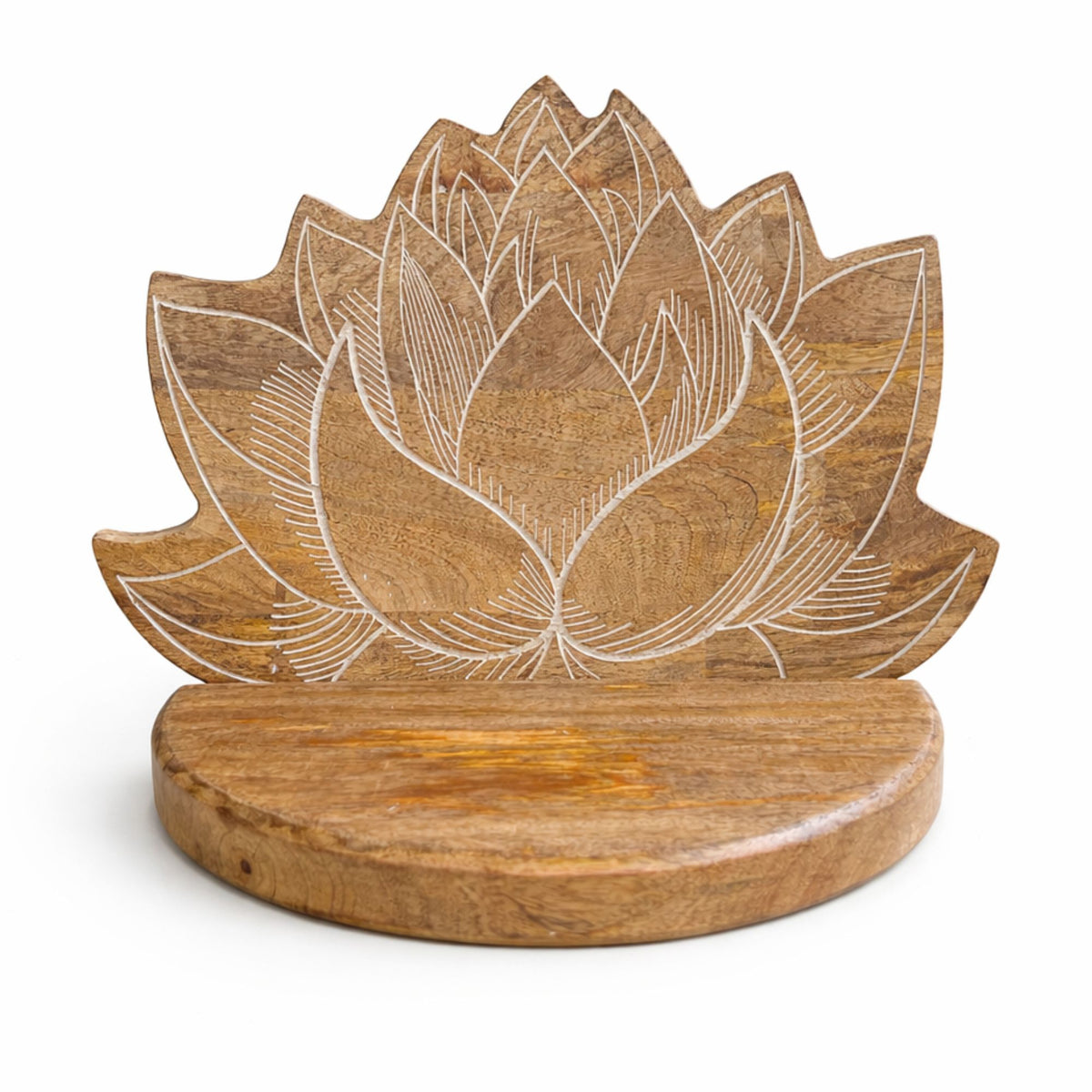 Lotus Wall Shelf, Whitewashed Mango Wood