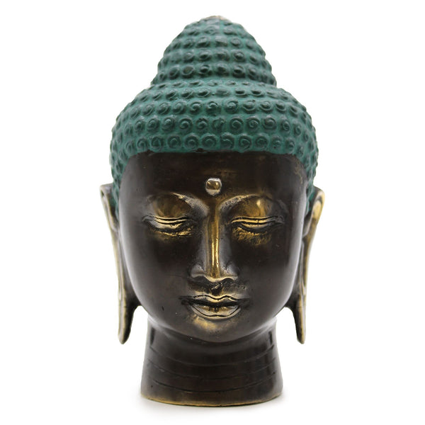 Large Antique Brass Buddha Head | Auro & Co