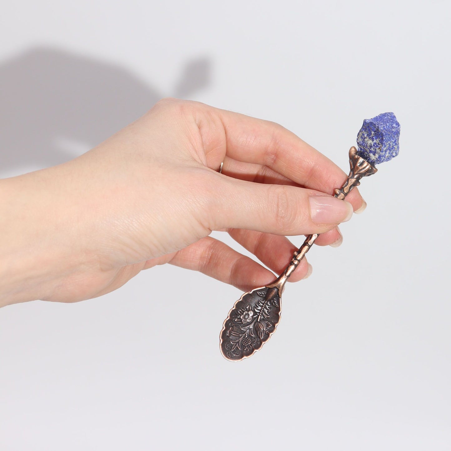 Set of 7 Bronze Gemstone Crystal Witch Spoons – detail view